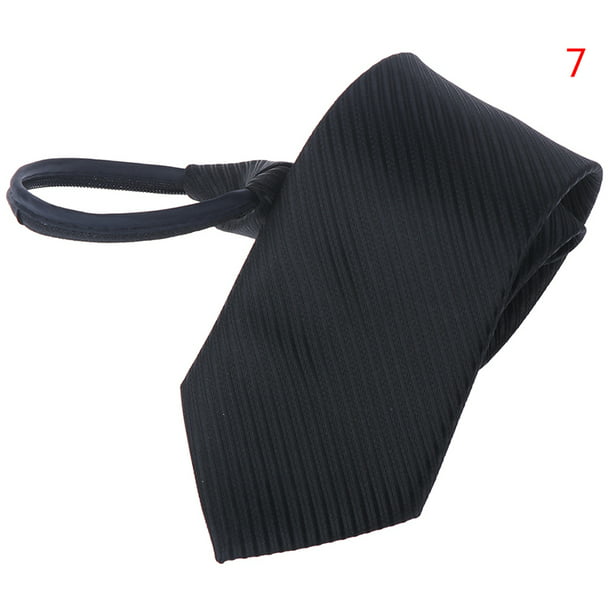 Men's Lazy Zipper Necktie Solid Striped Casual Business Wedding Zip Up Neck Ties